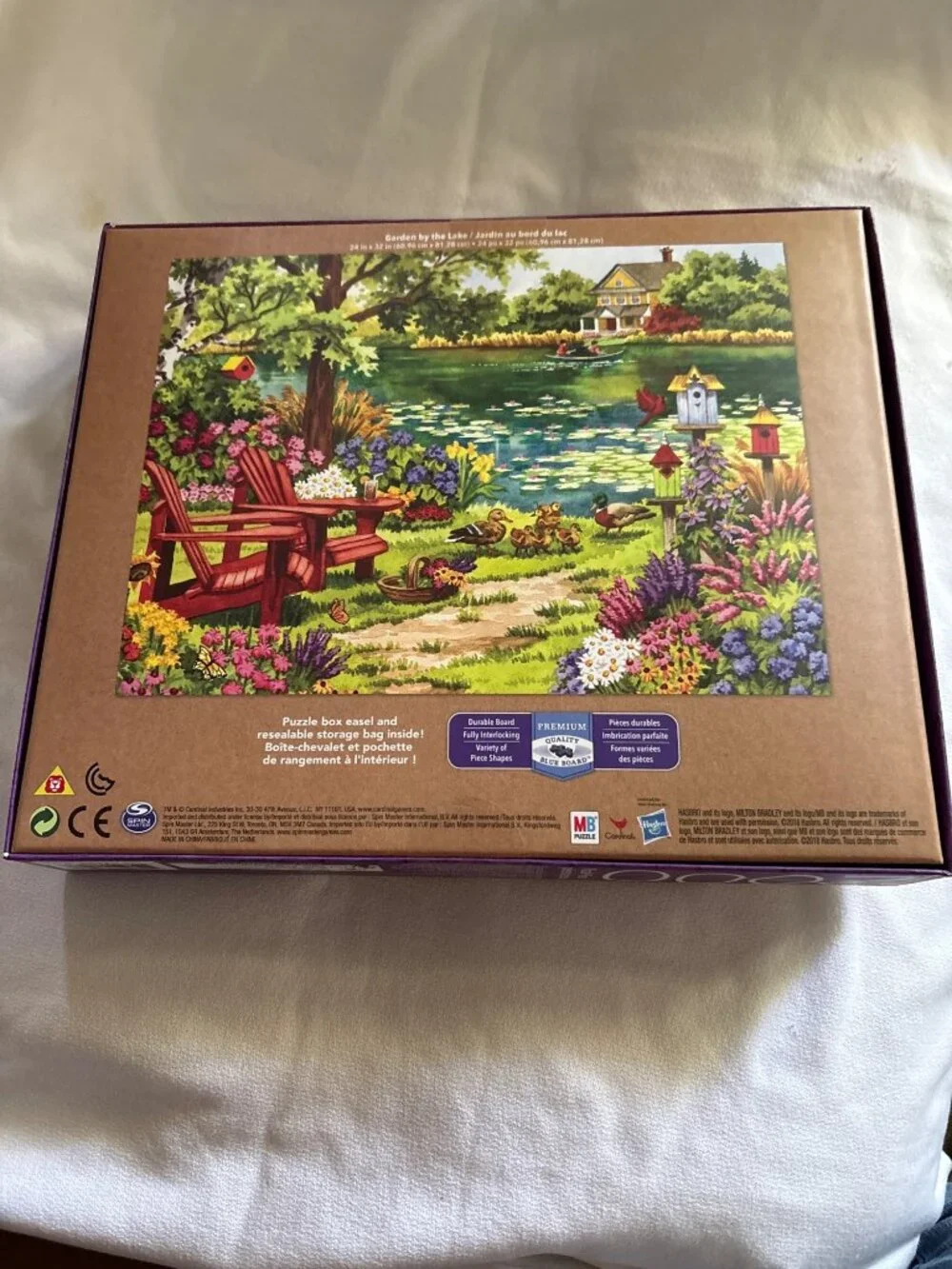 Garden By The Lake Puzzle Nancy Wernersbach Art Premium Blue Board 24x32  MB Puz